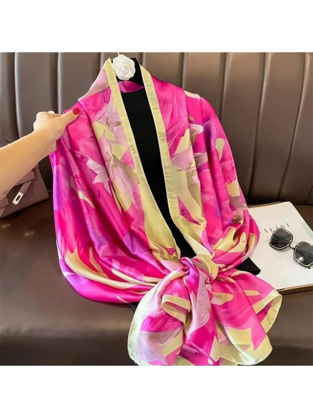 Luxury Oversized Silk Scarf - Lightweight Satin Shawl Wrap for Fashionable Style